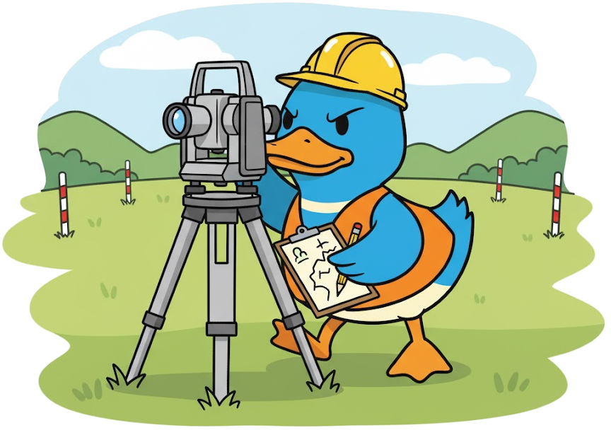 A duck doing a survey of DuckDB extensions.
